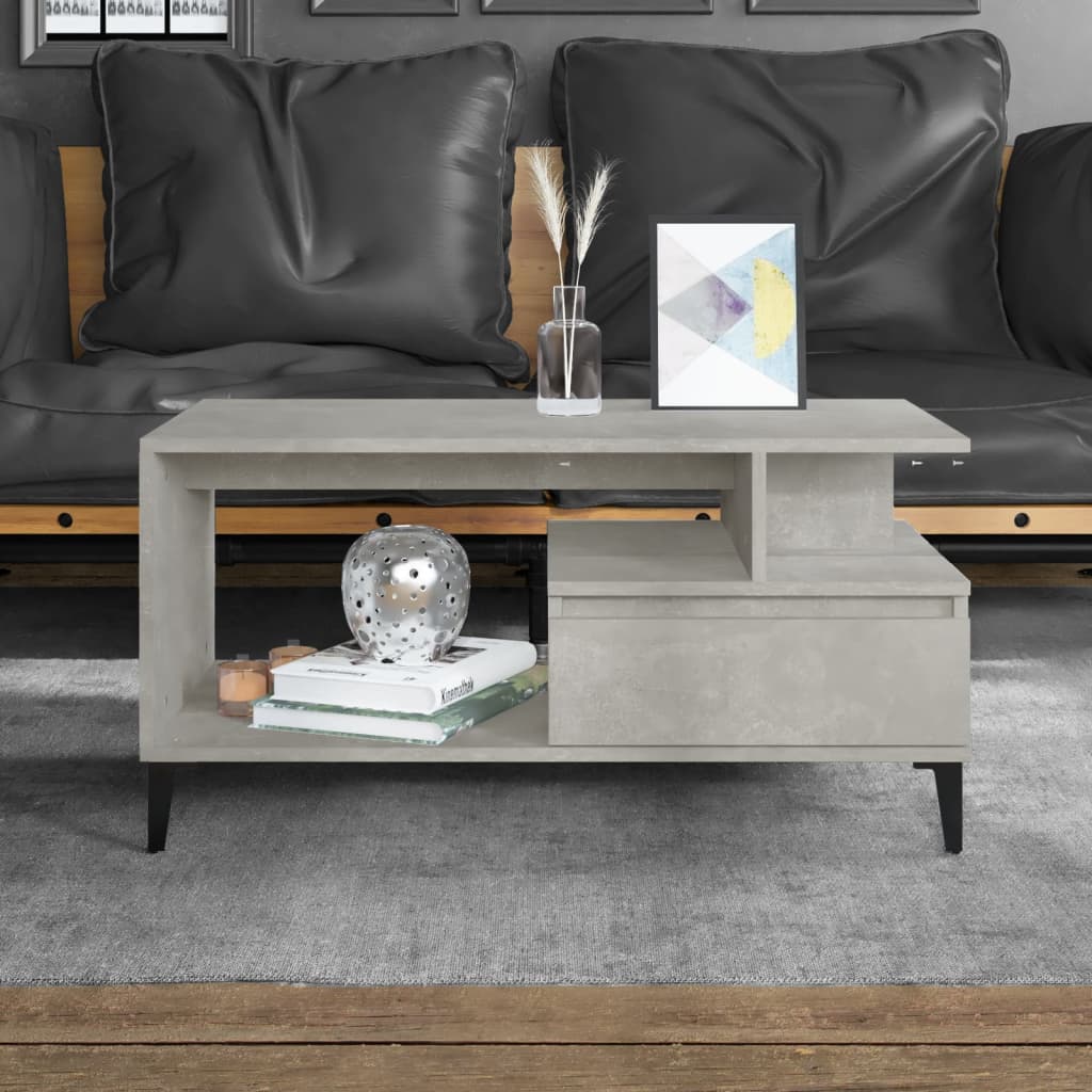 Mesa de centro madera contrachapada blanca 90x49x45 cm