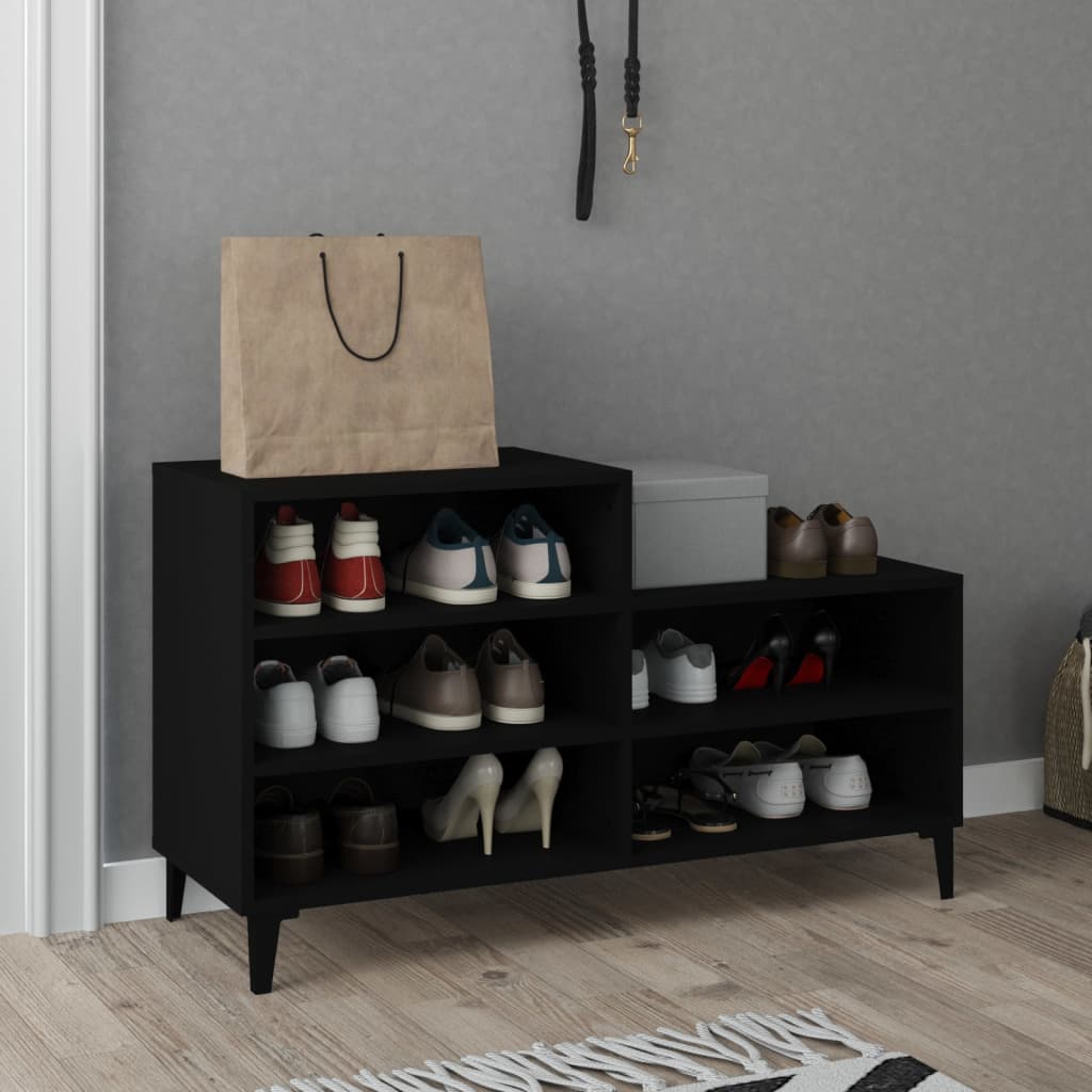 Mueble zapatero madera contrachapada gris hormigón 102x36x60 cm