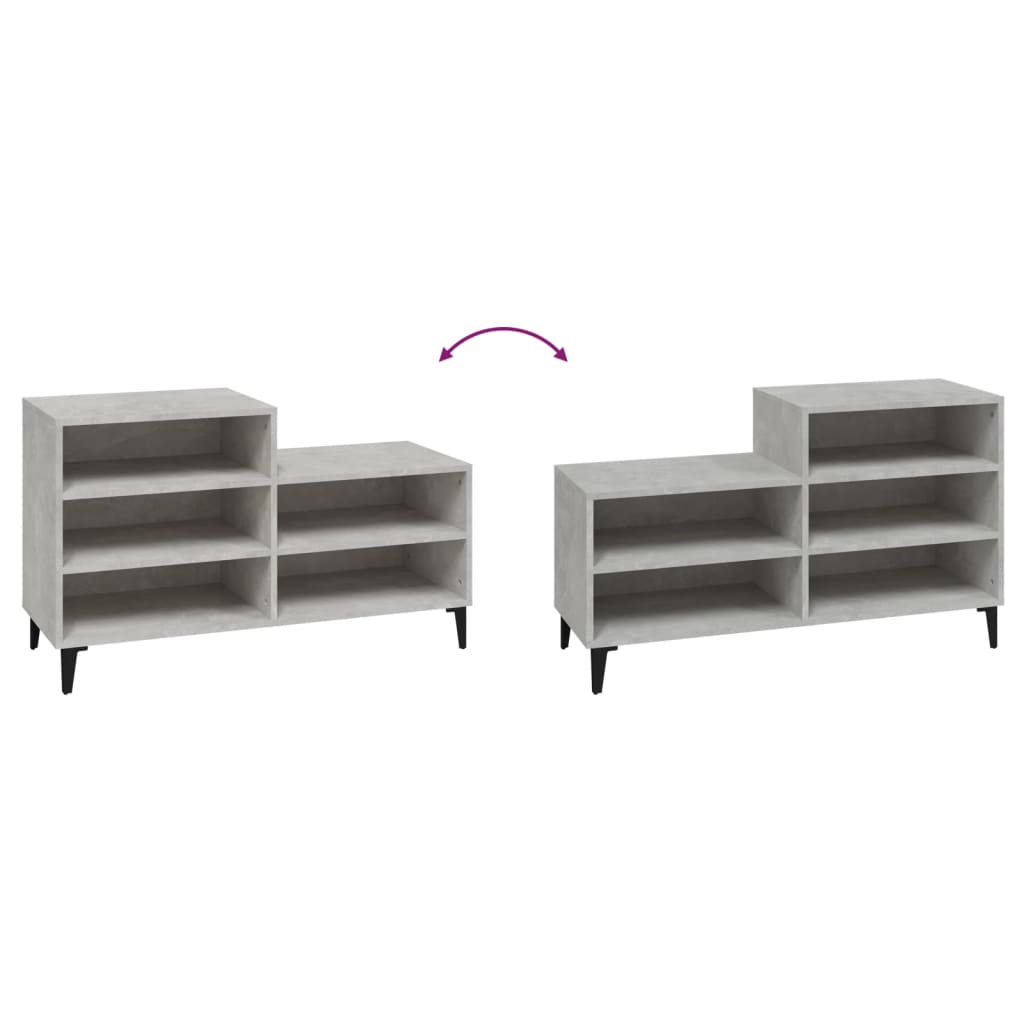 Mueble zapatero madera contrachapada gris hormigón 102x36x60 cm