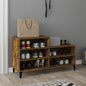 Mueble zapatero madera contrachapada gris hormigón 102x36x60 cm