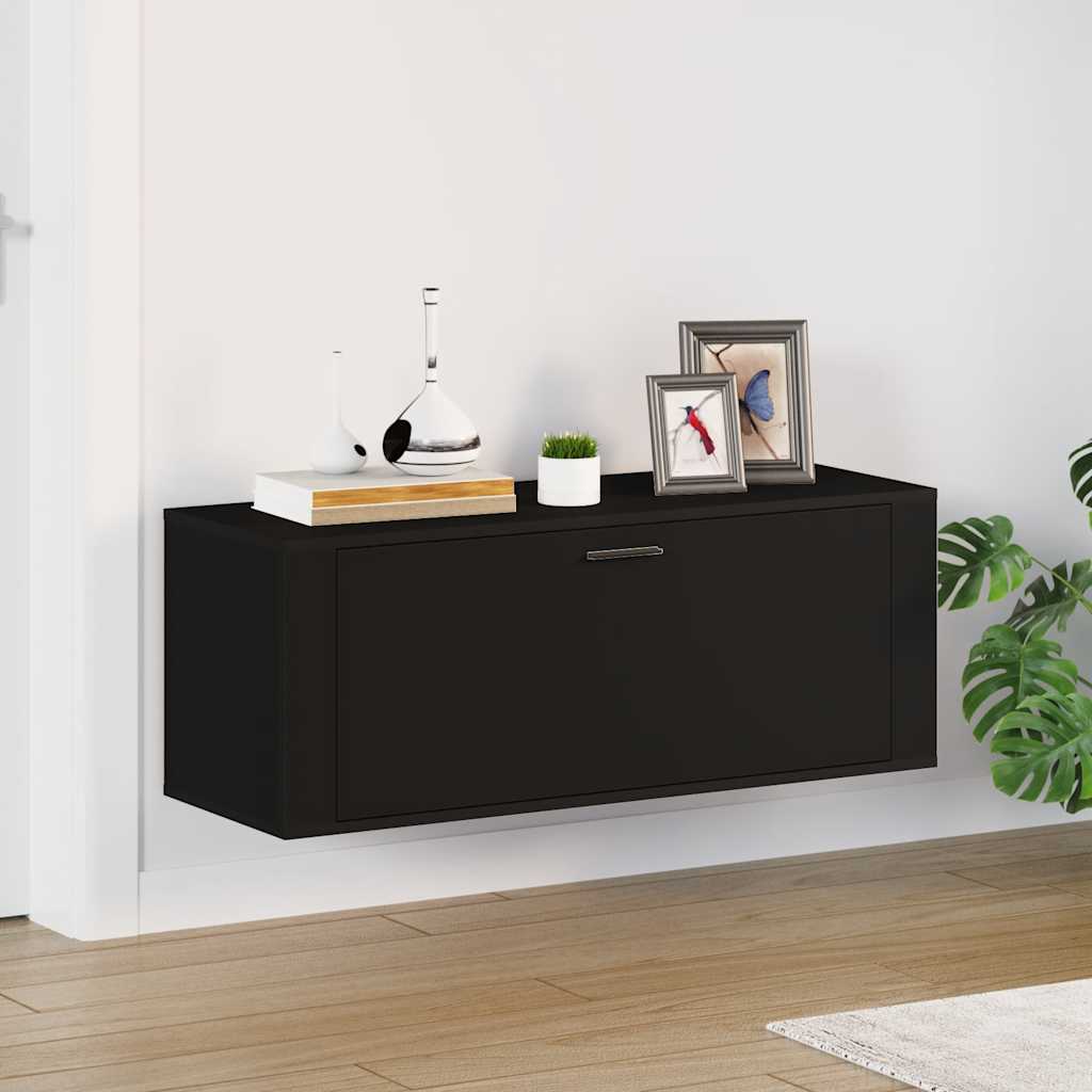 Zapatero pared contrachapada blanco brillo 100x35x38 cm