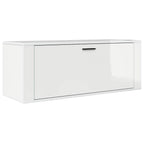 Zapatero pared contrachapada blanco brillo 100x35x38 cm