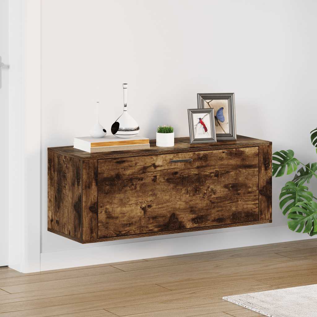 Zapatero pared contrachapada blanco brillo 100x35x38 cm