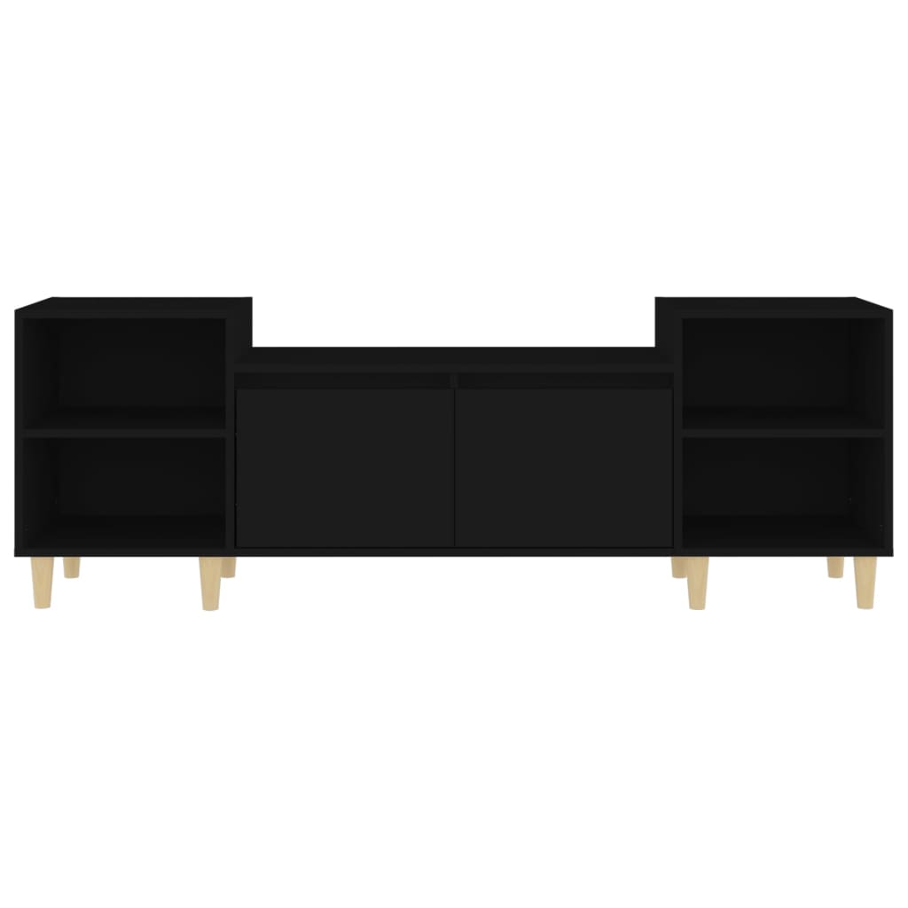 Mueble para TV madera contrachapada negro 160x35x55 cm