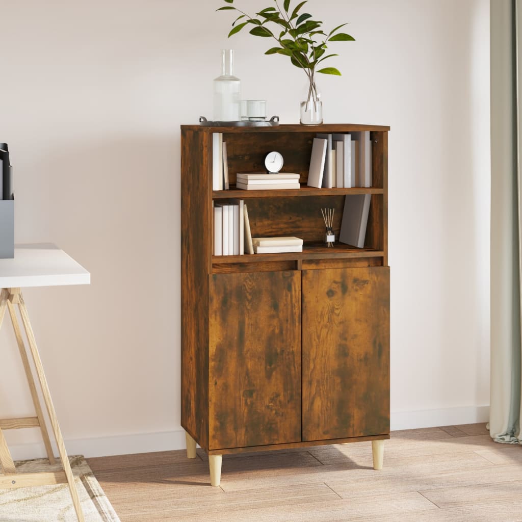 Aparador alto de madera contrachapada gris Sonoma 60x36x110 cm