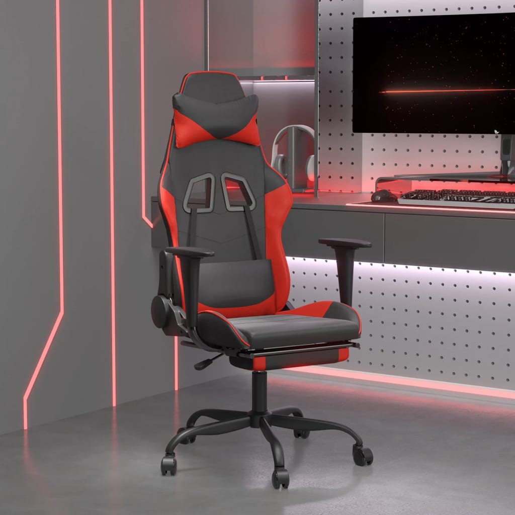 Silla gaming con masaje cuero sintético negro