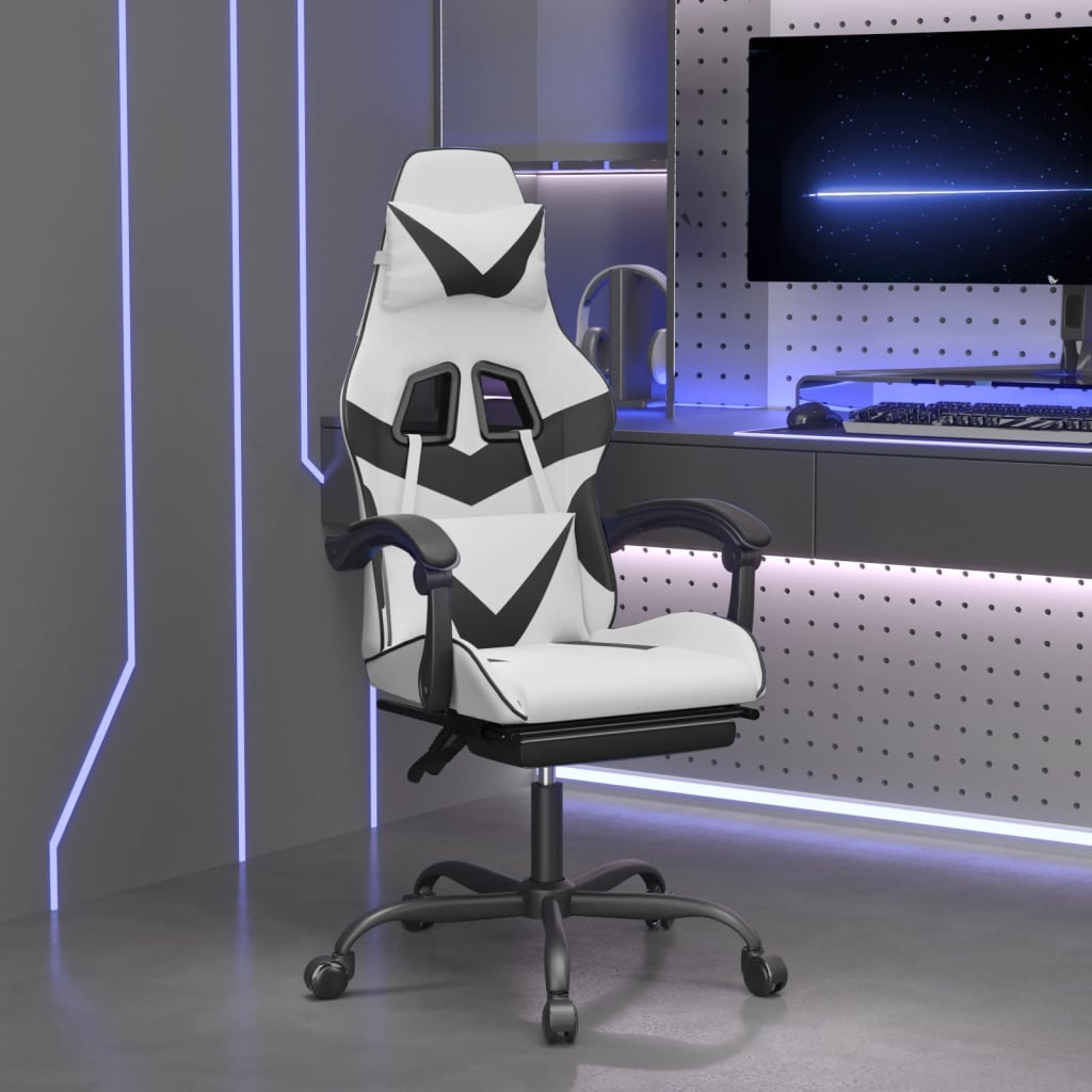 Silla gaming con masaje cuero sintético negro
