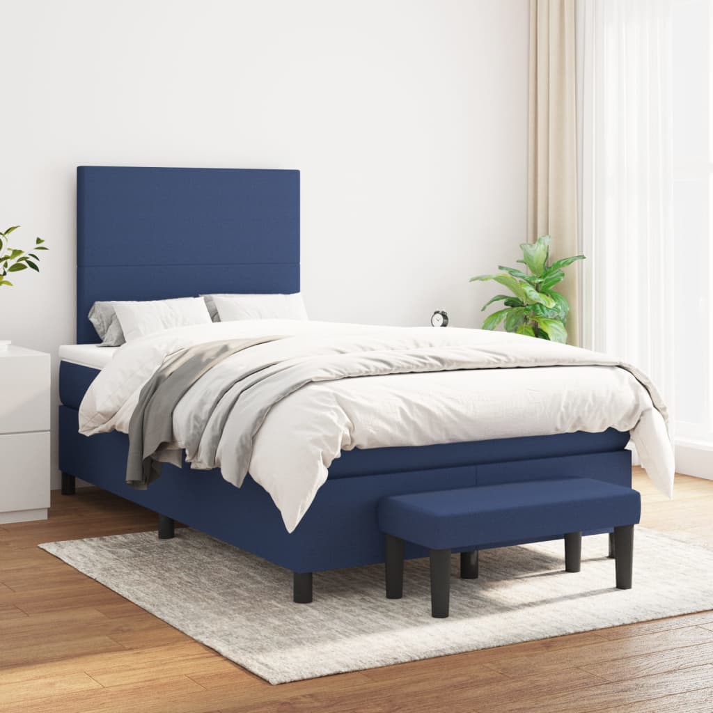 Cama box spring con colchón cuero sintético blanco 100x200 cm