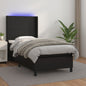 Cama box spring colchón LED cuero sintético capuchino 100x200cm