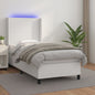Cama box spring colchón LED cuero sintético capuchino 100x200cm