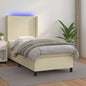 Cama box spring colchón LED cuero sintético capuchino 100x200cm