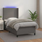 Cama box spring colchón LED cuero sintético capuchino 100x200cm