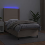 Cama box spring colchón LED cuero sintético capuchino 100x200cm
