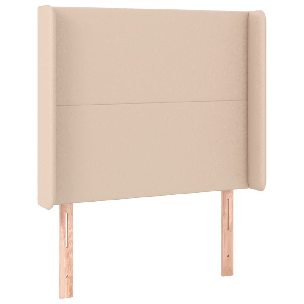 Cama box spring colchón LED cuero sintético capuchino 100x200cm