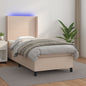 Cama box spring colchón LED cuero sintético capuchino 100x200cm
