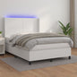 Cama box spring colchón LED cuero sintético capuchino 100x200cm