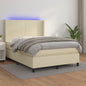 Cama box spring colchón LED cuero sintético capuchino 100x200cm