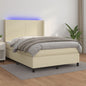 Cama box spring colchón LED cuero sintético capuchino 100x200cm