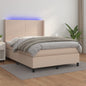 Cama box spring colchón LED cuero sintético capuchino 100x200cm