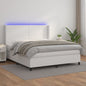 Cama box spring colchón LED cuero sintético capuchino 100x200cm