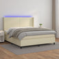 Cama box spring colchón LED cuero sintético capuchino 100x200cm