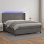 Cama box spring colchón LED cuero sintético capuchino 100x200cm