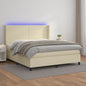 Cama box spring colchón LED cuero sintético capuchino 100x200cm