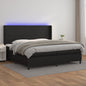 Cama box spring colchón LED cuero sintético capuchino 100x200cm