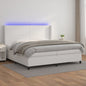 Cama box spring colchón LED cuero sintético capuchino 100x200cm