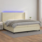 Cama box spring colchón LED cuero sintético capuchino 100x200cm