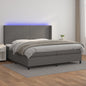 Cama box spring colchón LED cuero sintético capuchino 100x200cm