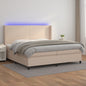 Cama box spring colchón LED cuero sintético capuchino 100x200cm