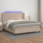Cama box spring colchón LED cuero sintético capuchino 100x200cm