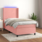 Cama box spring colchón LED cuero sintético capuchino 100x200cm