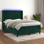 Cama box spring colchón LED cuero sintético capuchino 100x200cm