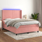 Cama box spring colchón LED cuero sintético capuchino 100x200cm