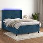 Cama box spring colchón LED cuero sintético capuchino 100x200cm