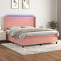 Cama box spring colchón LED cuero sintético capuchino 100x200cm