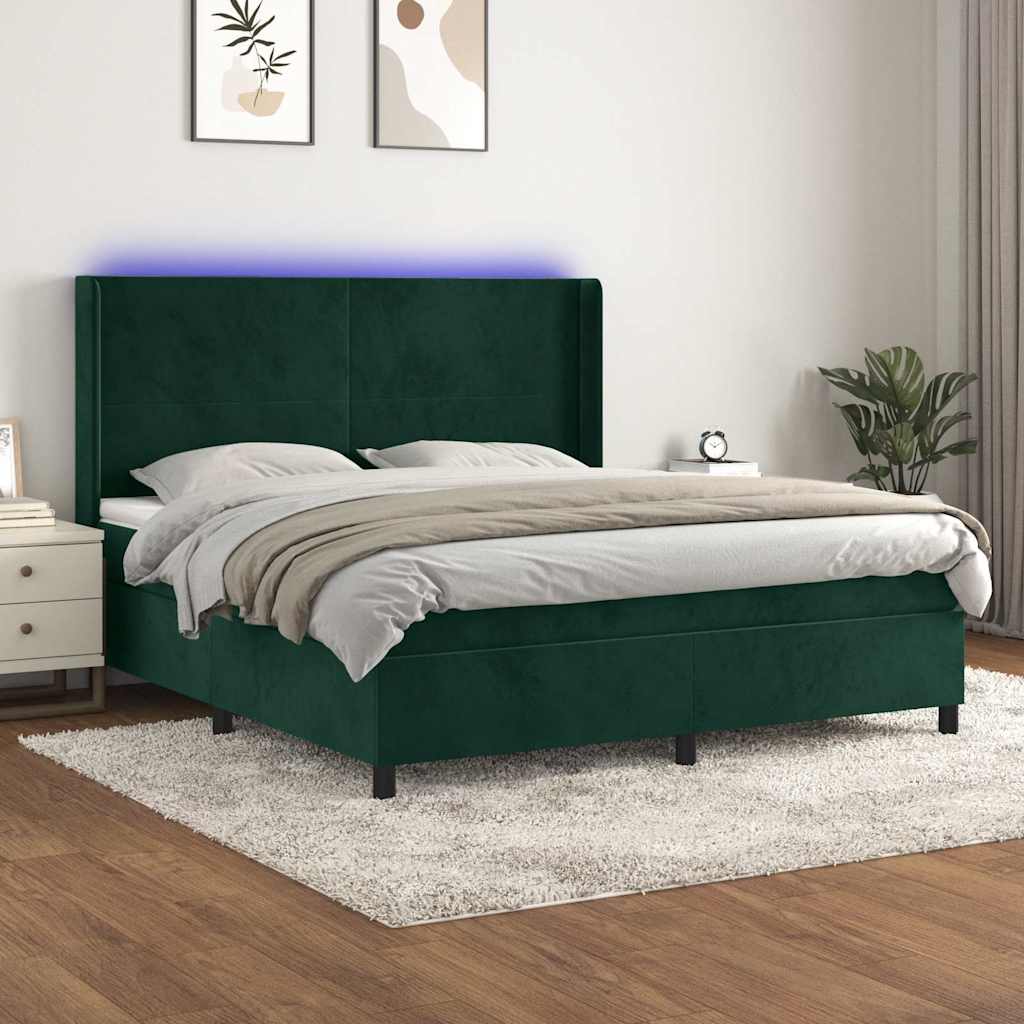 Cama box spring colchón LED cuero sintético capuchino 100x200cm