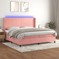 Cama box spring colchón LED cuero sintético capuchino 100x200cm