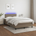 Cama box spring colchón LED cuero sintético capuchino 100x200cm