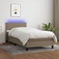 Cama box spring colchón LED cuero sintético capuchino 100x200cm