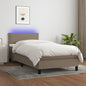 Cama box spring colchón LED cuero sintético capuchino 100x200cm