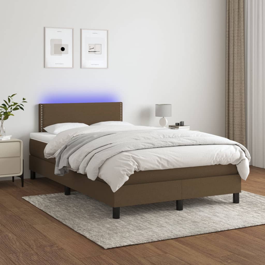 Cama box spring colchón LED cuero sintético capuchino 100x200cm