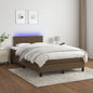Cama box spring colchón LED cuero sintético capuchino 100x200cm