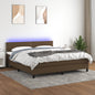 Cama box spring colchón LED cuero sintético capuchino 100x200cm
