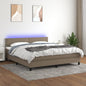 Cama box spring colchón LED cuero sintético capuchino 100x200cm