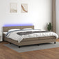 Cama box spring colchón LED cuero sintético capuchino 100x200cm
