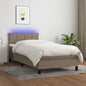 Cama box spring colchón LED cuero sintético capuchino 100x200cm
