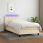Cama box spring colchón LED cuero sintético capuchino 100x200cm
